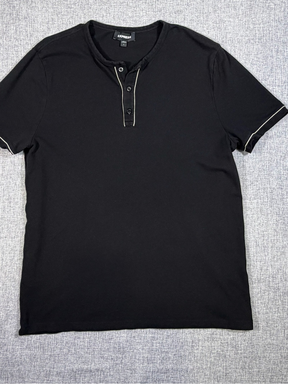 Express Black Henley with Contrast Trim